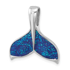 Sterling Silver Rhodium-plated Polished Enameled Whale's Tail Pendant LP-220