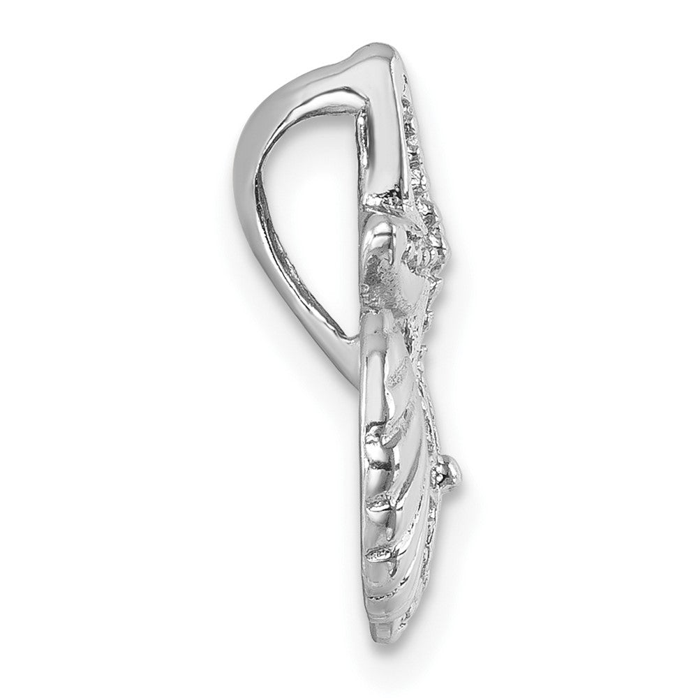 Sterling Silver Rh-plated Polished Starfish,Sand Dollar & Shell Chain Slide LP-229