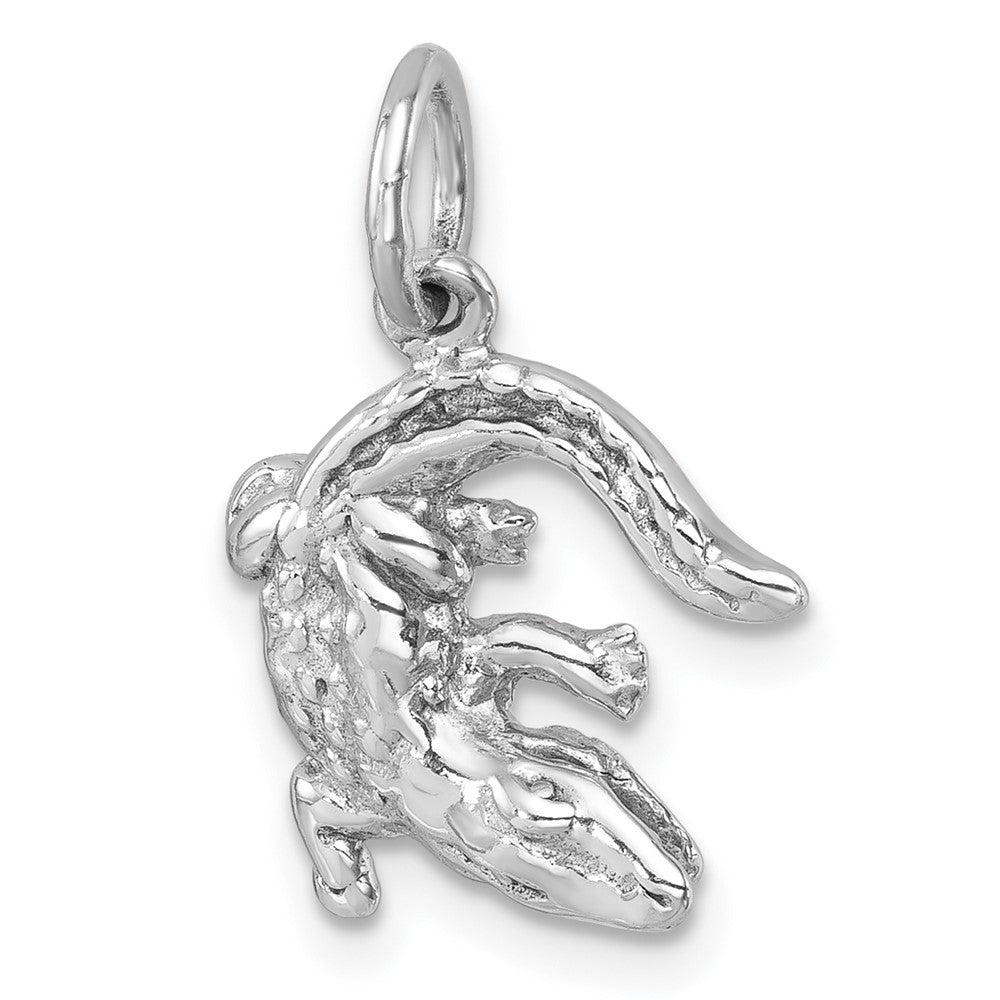 Sterling Silver Rhodium-plated Polished Curled Gator Pendant LP-313