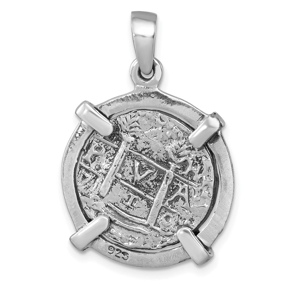 Sterling Silver Rhodium-plated Polished and Antiqued Medieval Coin Pendant LP-411
