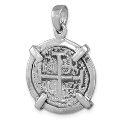 Sterling Silver Rhodium-plated Polished and Antiqued Medieval Coin Pendant LP-411