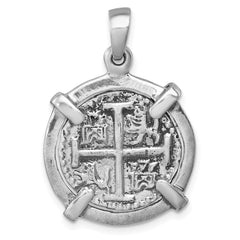Sterling Silver Rhodium-plated Polished and Antiqued Medieval Coin Pendant LP-411