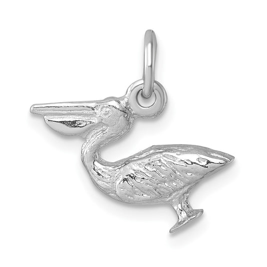 Sterling Silver Rhodium-plated Pelican Pendant LP-436
