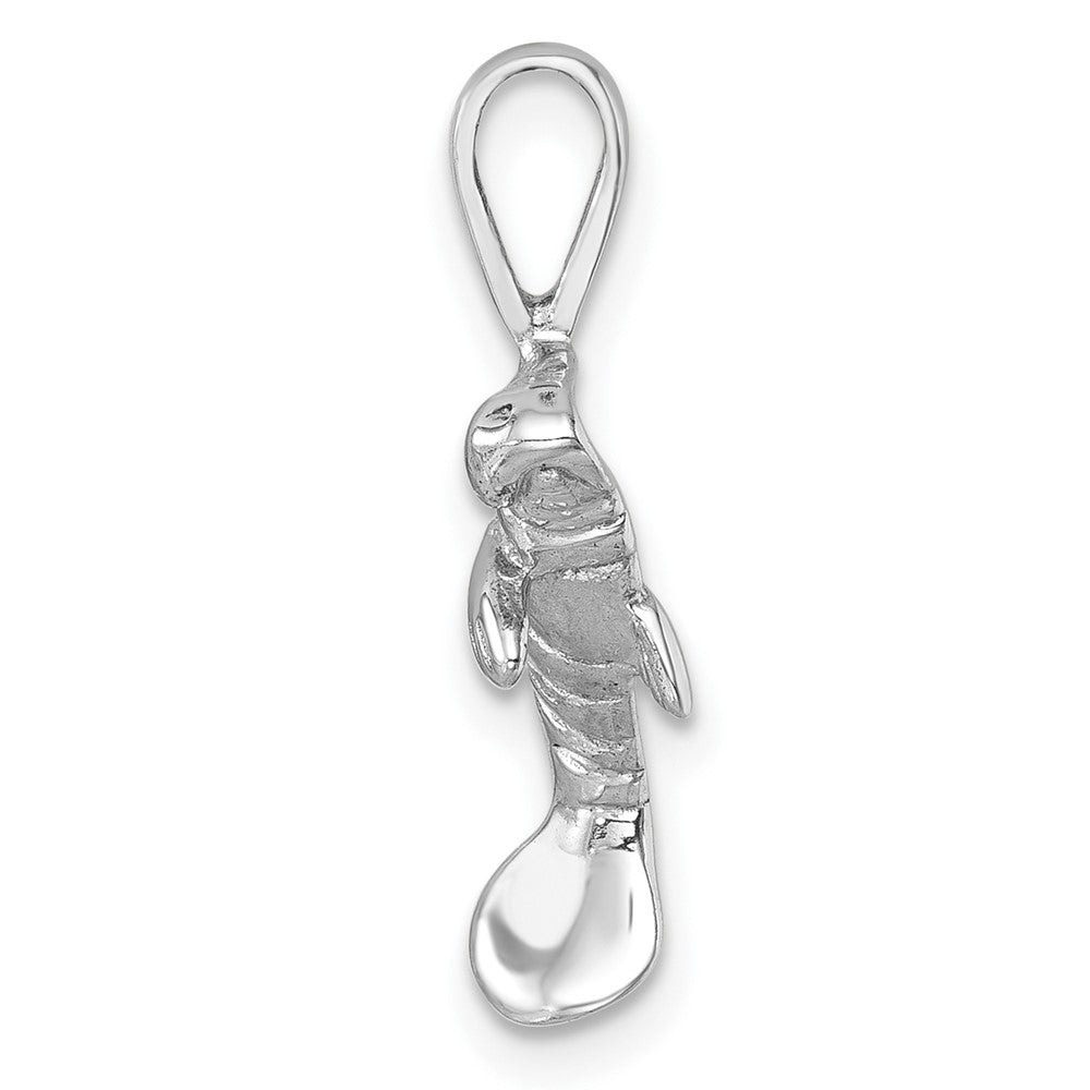 Sterling Silver Rhodium-plated Polished Manatee Pendant LP-9621