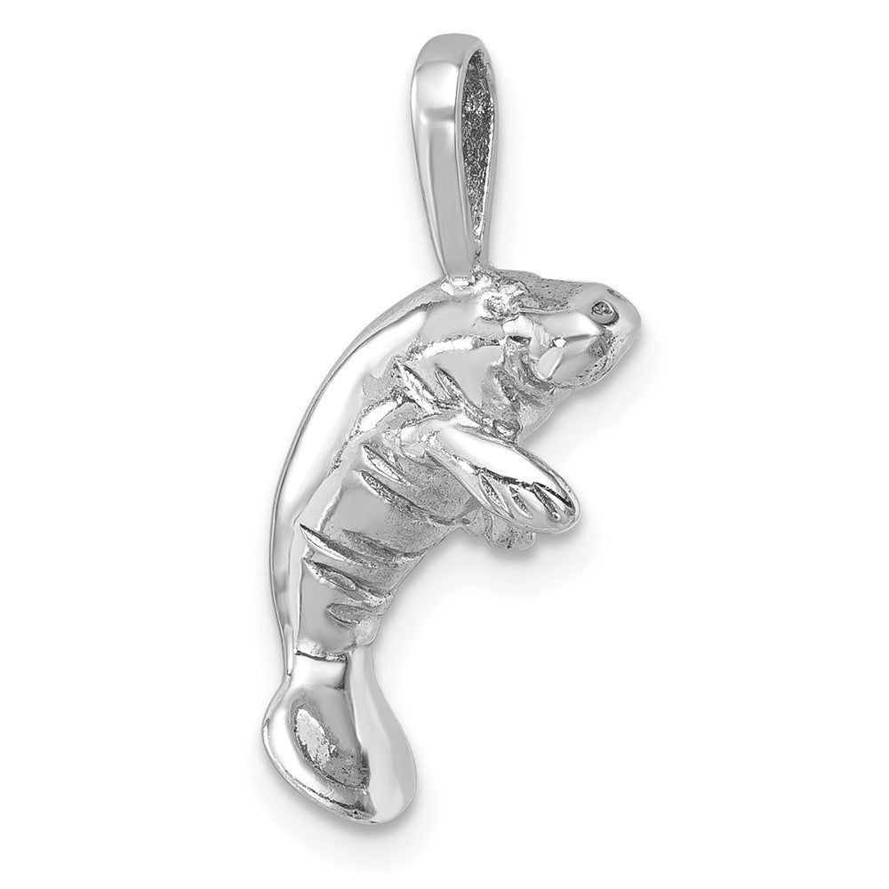 Sterling Silver Rhodium-plated Polished Manatee Pendant LP-9621