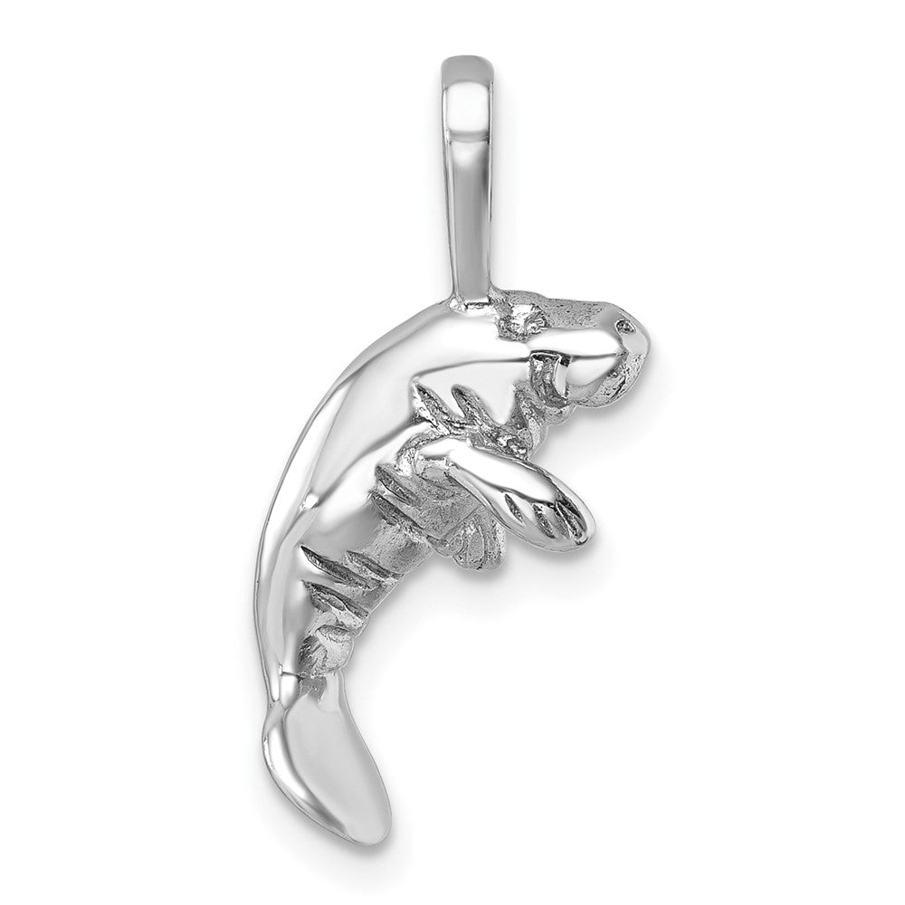 Sterling Silver Rhodium-plated Polished Manatee Pendant LP-9621