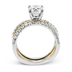 Oval-cut Engagement Ring & Matching Wedding Band in 18k Gold with Diamonds LR1083-OV WHITE 18K SET