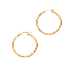 Parkplace Jewelers 14k-yellow-gold-2x25mm-diamond-cut-polished-design-hoop-earring-lt270