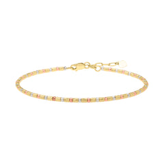 Royal Chain 14K Gold Tri-Color Diamond Cut Bead Bracelet MB10174