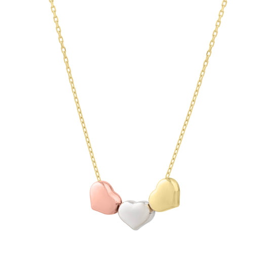 Tri-color Gold Diamond Cut/ Textured  Necklace