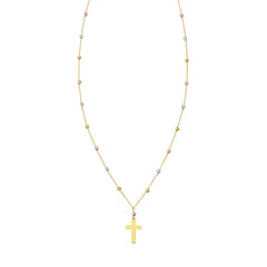 Tri-color Gold Polished Love & Faith Necklace