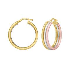 Tri-color Gold Polished Trinity Collection Earring