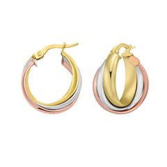 Tri-color Gold Polished Trinity Collection Earring