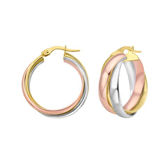 Tri-color Gold Polished Trinity Collection Earring