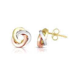 Tri-color Gold Polished Love Knots Earring