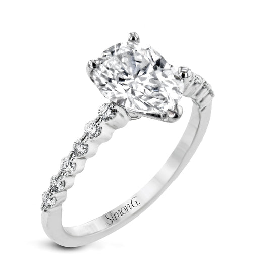 Pear-cut Engagement Ring & Matching Wedding Band in 18k Gold with Diamonds MR2173-D-PR WHITE 18K SET