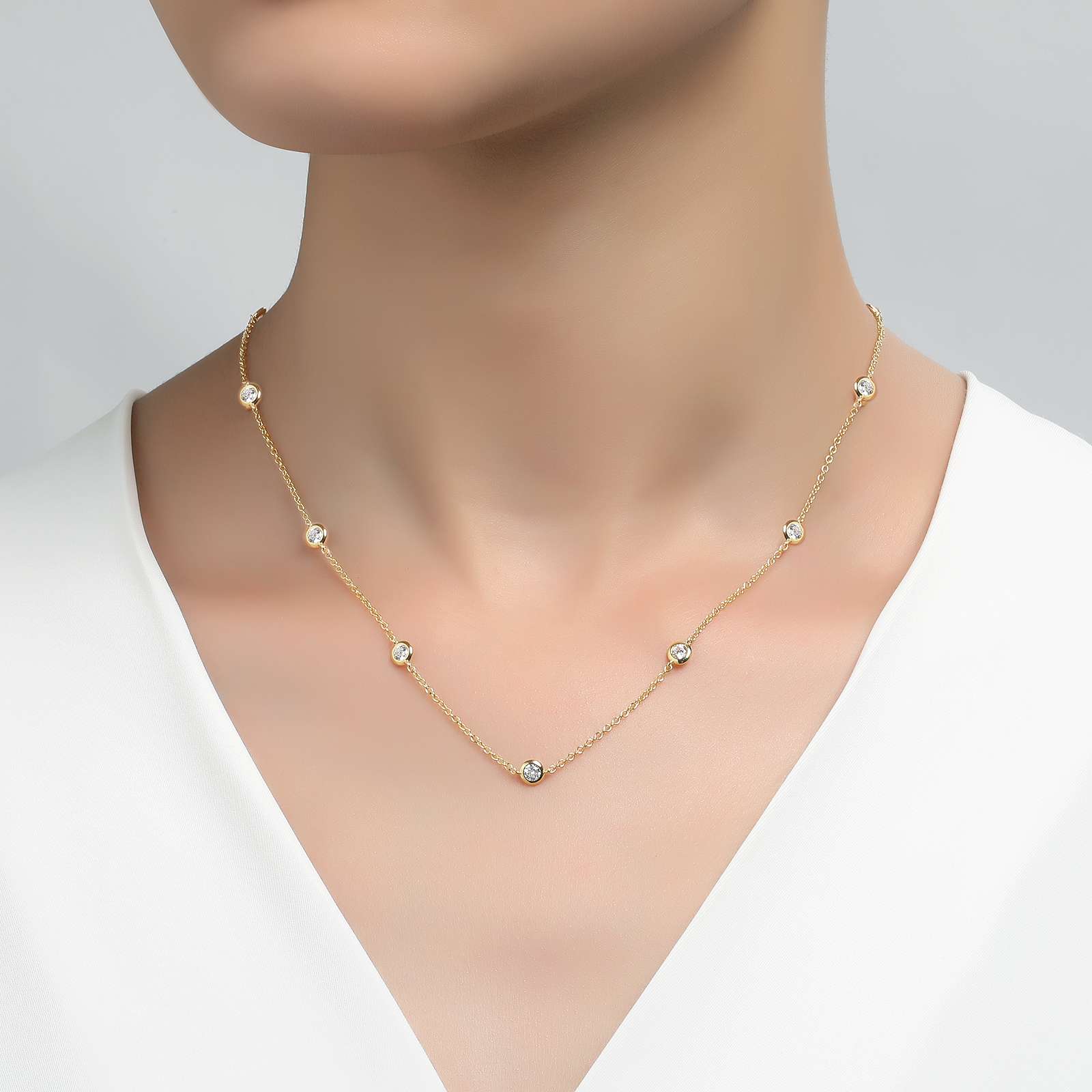 LAFONN Classic Bezel-Set Station Necklace N0008BTP18