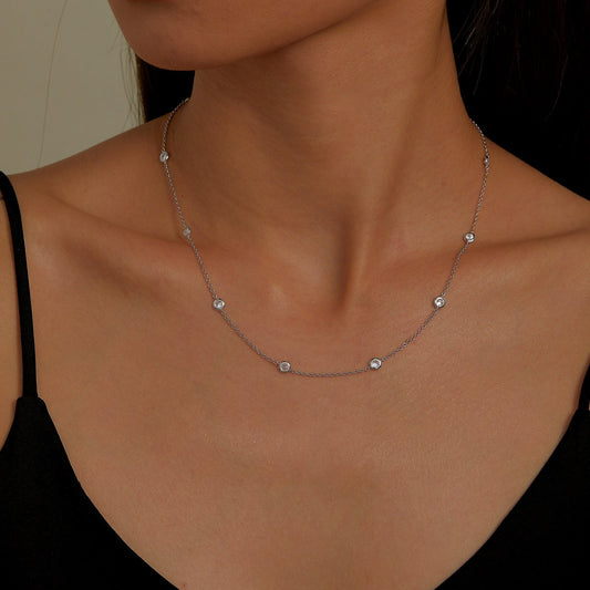 LAFONN Classic Bezel-Set Station Necklace N0008BTP18