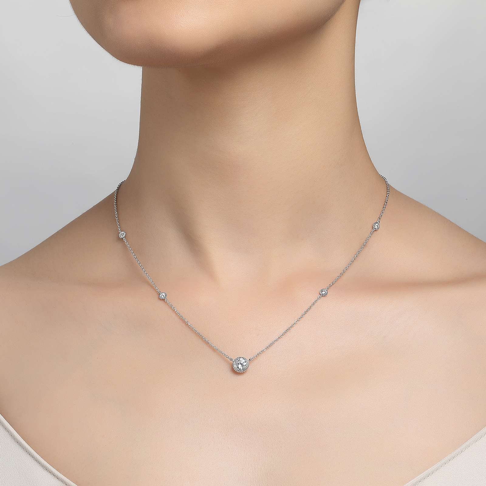 LAFONN 0.78 CTW Station Necklace N0039CLP18