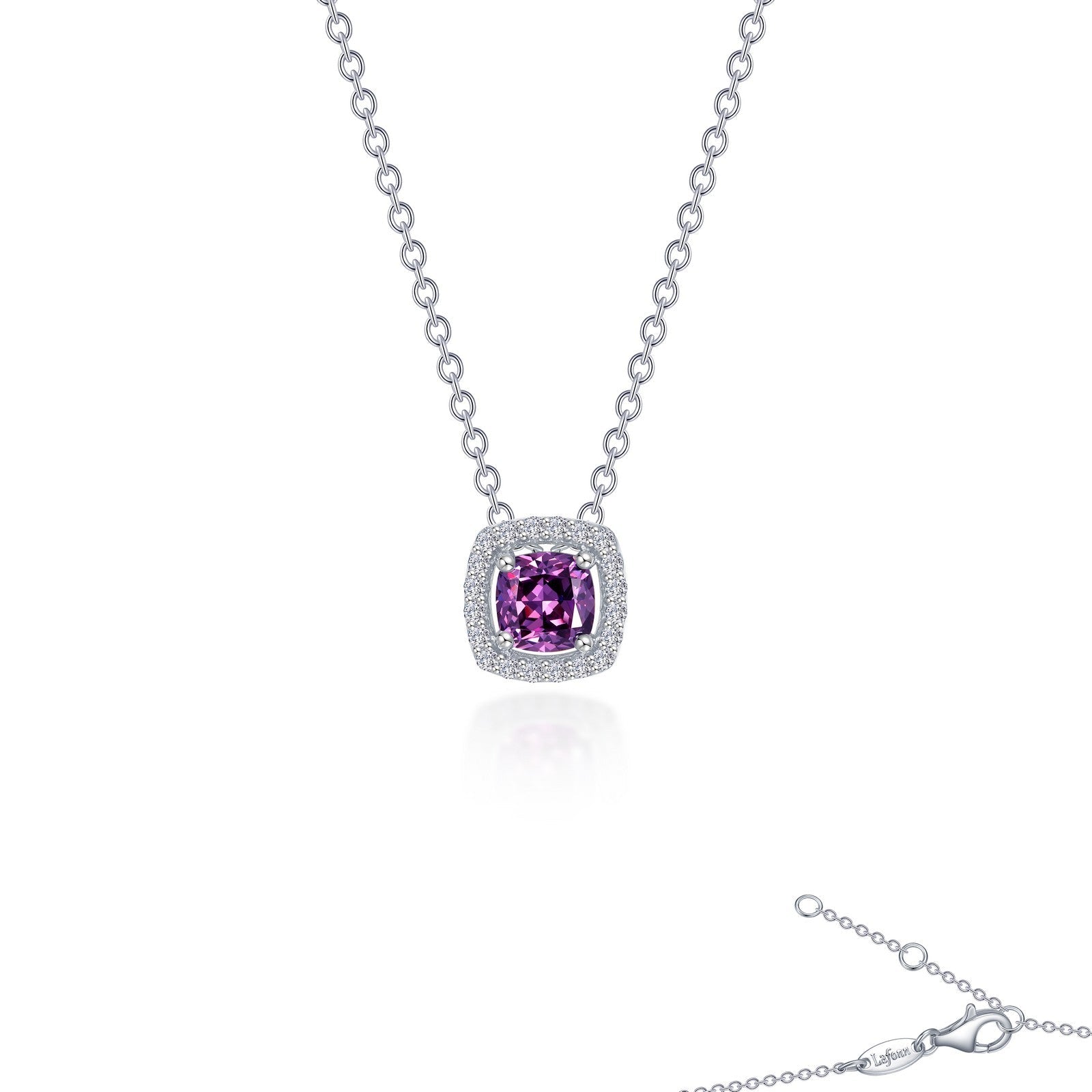 LAFONN 0.76 CTW Cushion-Cut Halo Necklace N0100BTP18