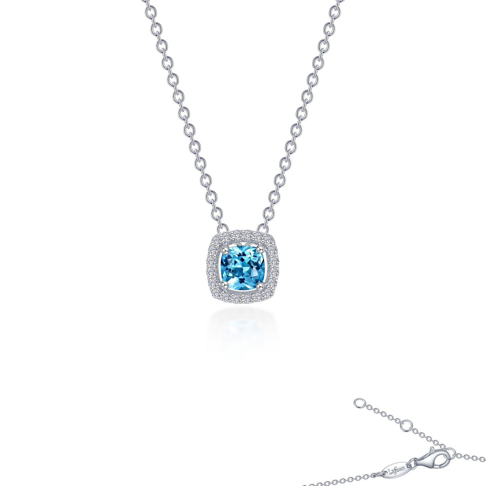 LAFONN 0.76 CTW Cushion-Cut Halo Necklace N0100BTP18