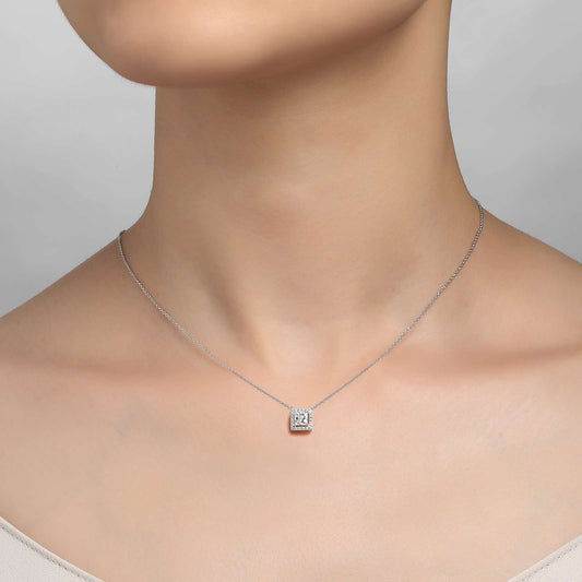 LAFONN Princess-Cut Halo Necklace N0101CLP18