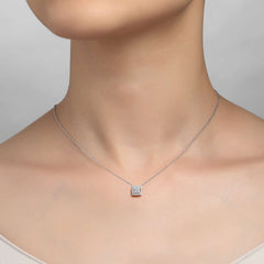 LAFONN Princess-Cut Halo Necklace N0101CLP18