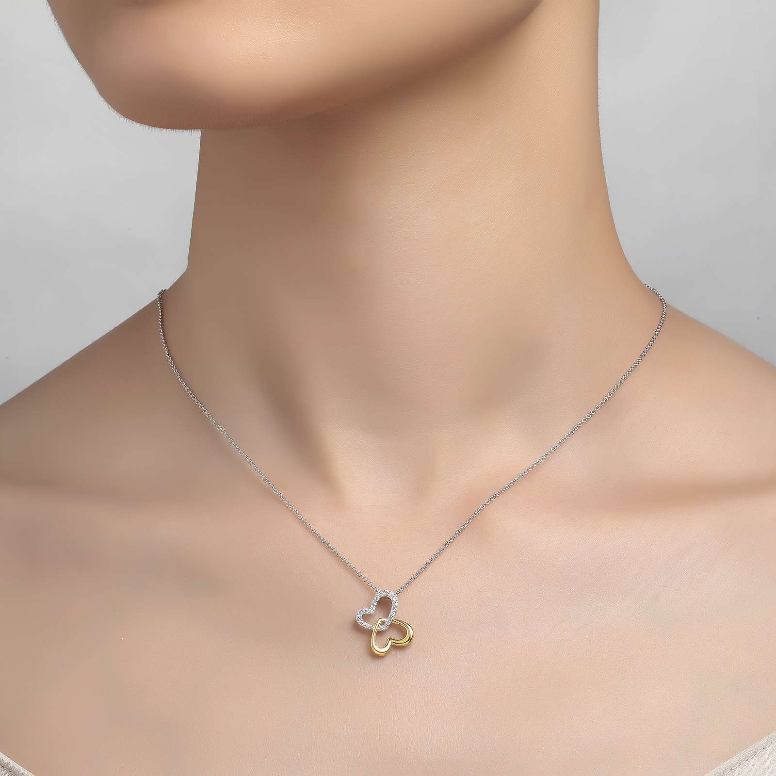 LAFONN Double-Heart Shadow Necklace N0141CLT18