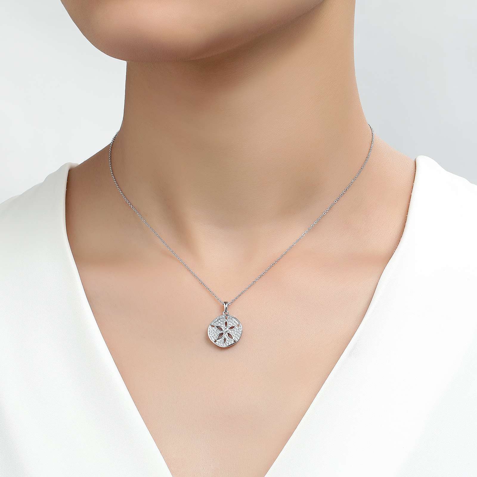 LAFONN 0.99 CTW Sand Dollar Necklace N0164CLP20