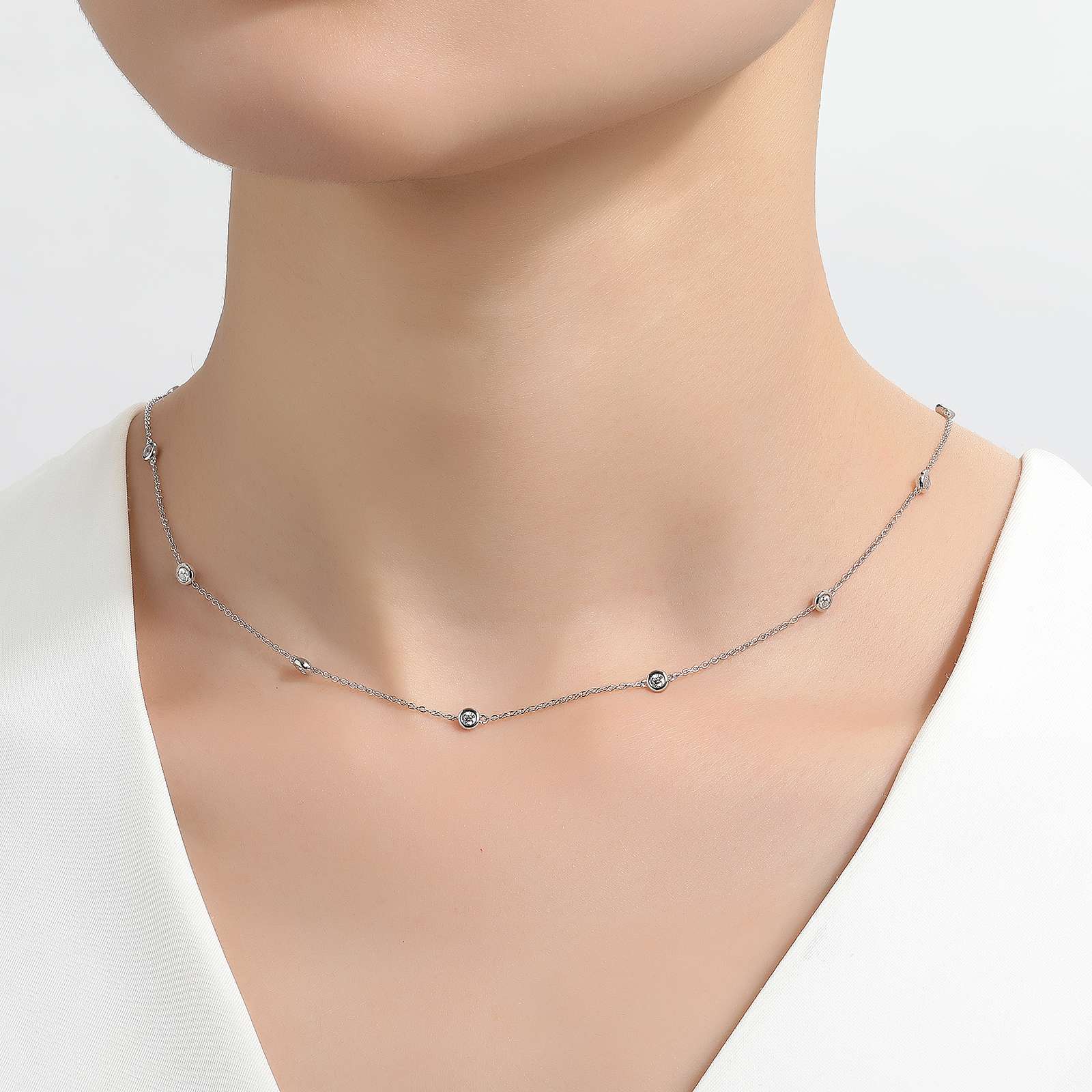 LAFONN 0.73 CTW Station Necklace N0219CLP18