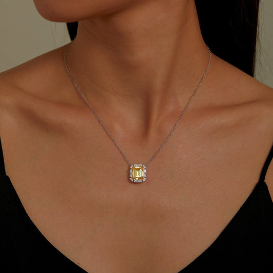 LAFONN Emerald-Cut Halo Necklace N0276CAT20
