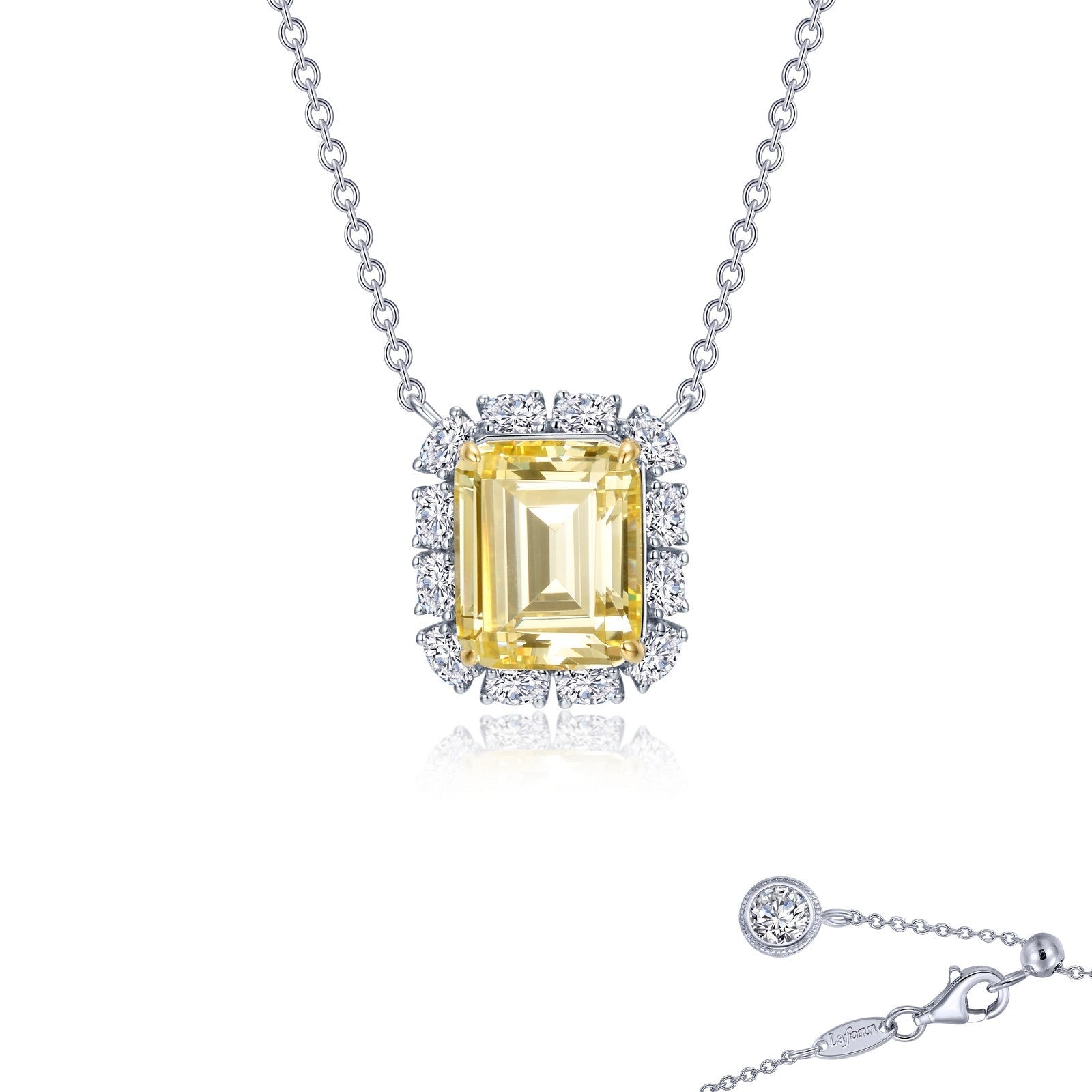 LAFONN Emerald-Cut Halo Necklace N0276CAT20