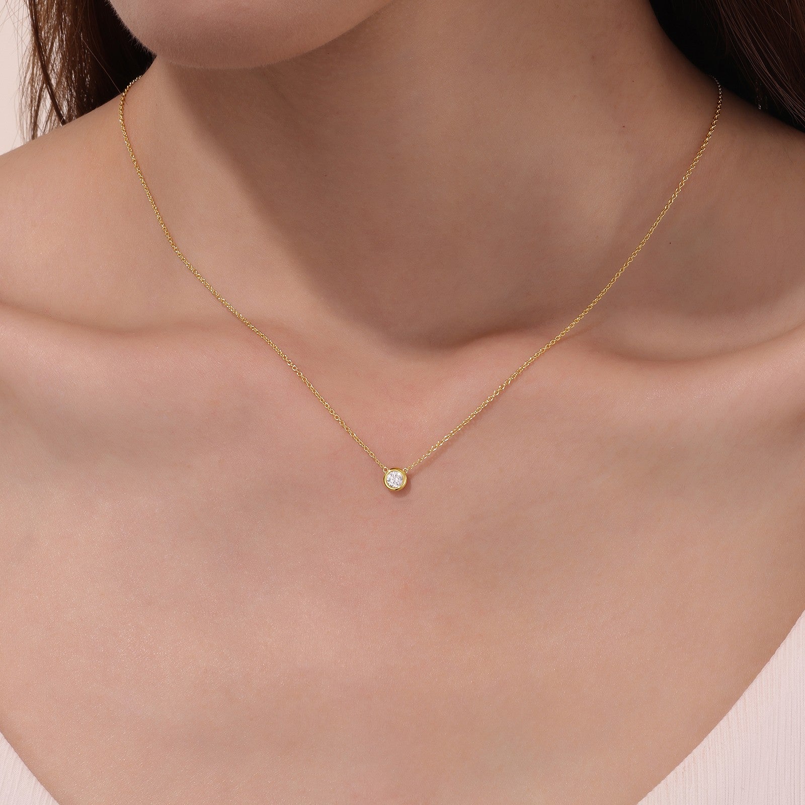 LAFONN 0.45 CTW Bezel-set Solitaire Necklace N0290CLP16