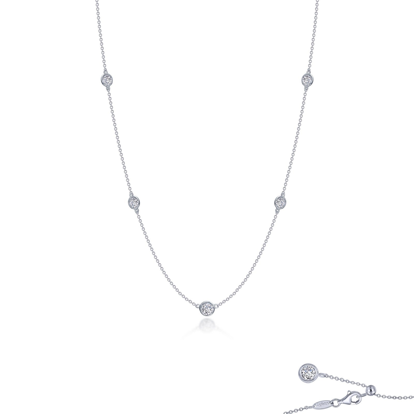 LAFONN Bezel-set Station Necklace N0309CLP20
