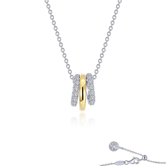 LAFONN Two-tone Tube Charm on Chain Necklace N0310CLT20