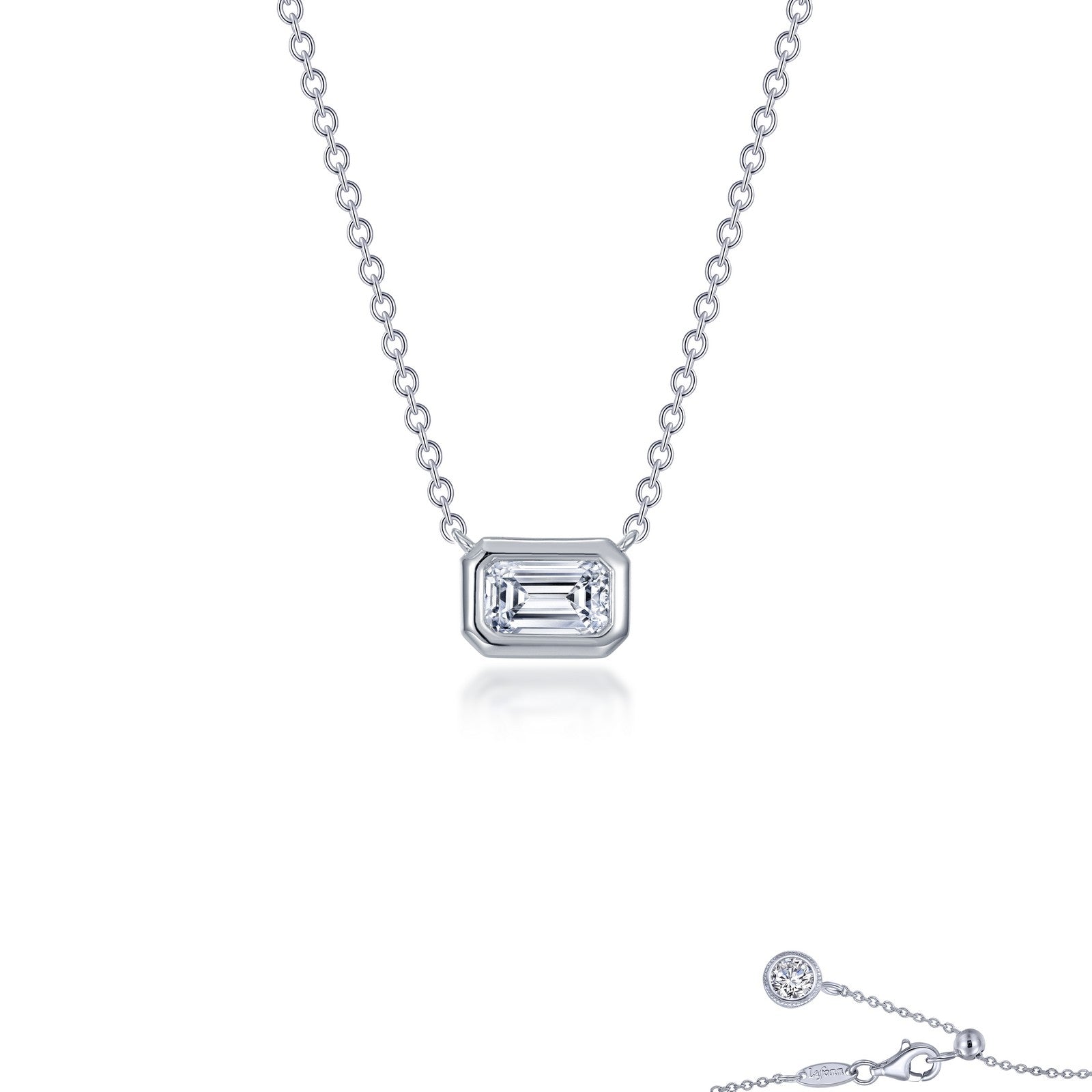 LAFONN East-West Bezel-Set Emerald-Cut Solitaire Choker Necklace N0312CLP16