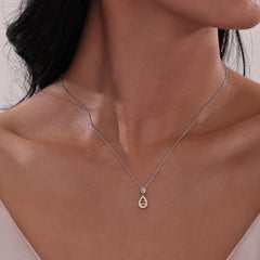 LAFONN Pear Shape Halo Necklace N0318GNP20