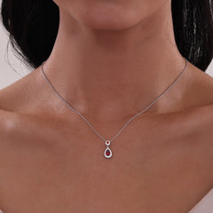 LAFONN Pear Shape Halo Necklace N0318GNP20
