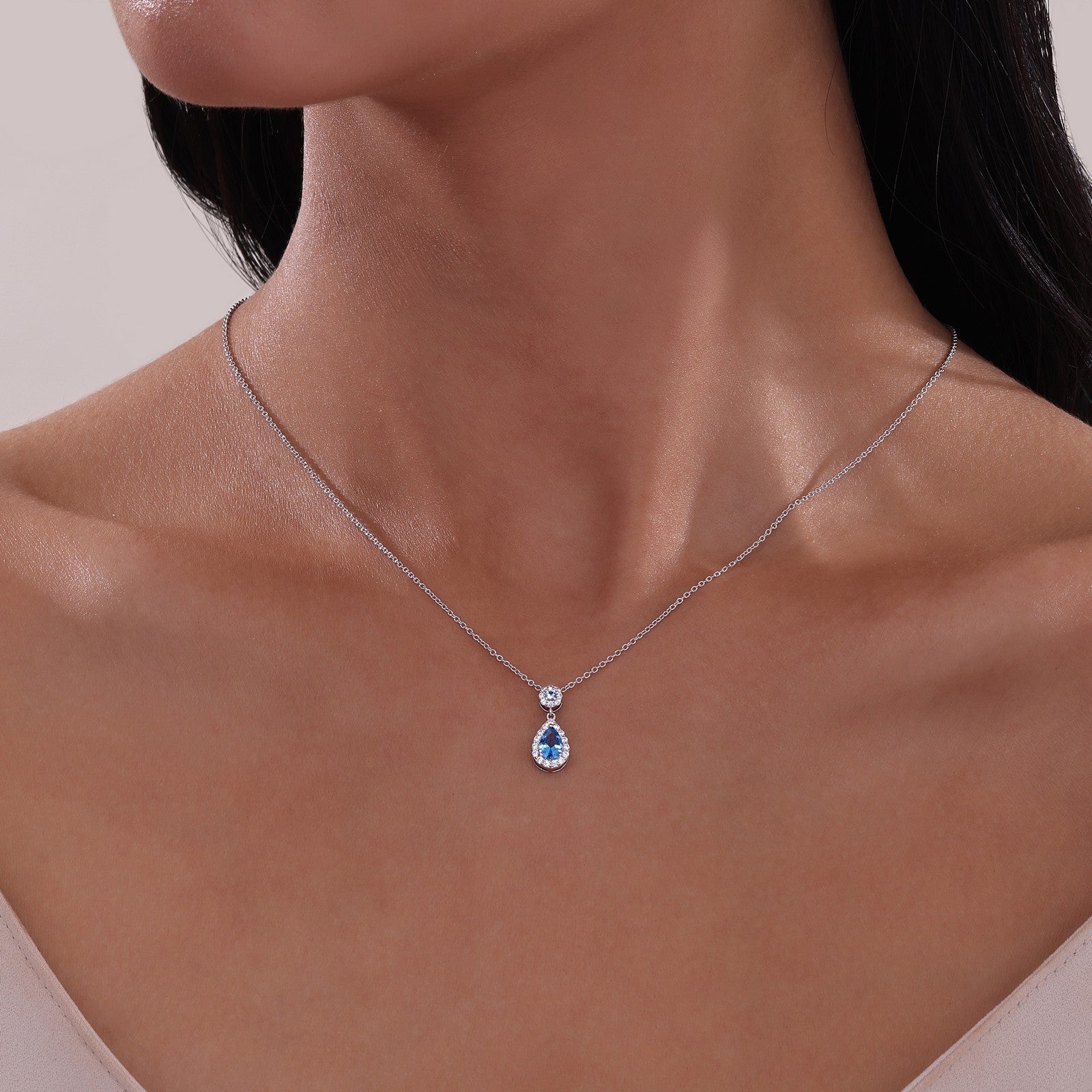 LAFONN Pear Shape Halo Necklace N0318GNP20