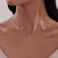 LAFONN Pear Shape Halo Necklace N0318GNP20
