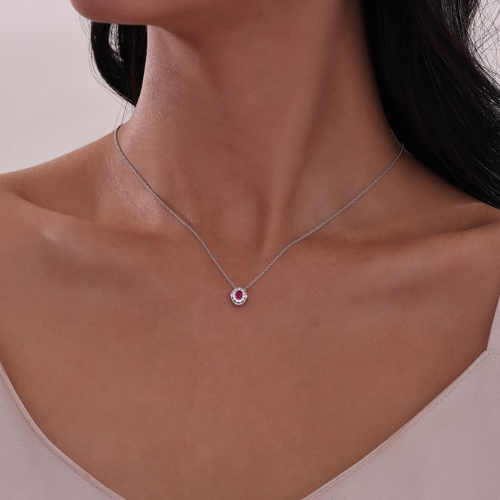 LAFONN 0.51 CTW Halo Necklace N0320CEG20