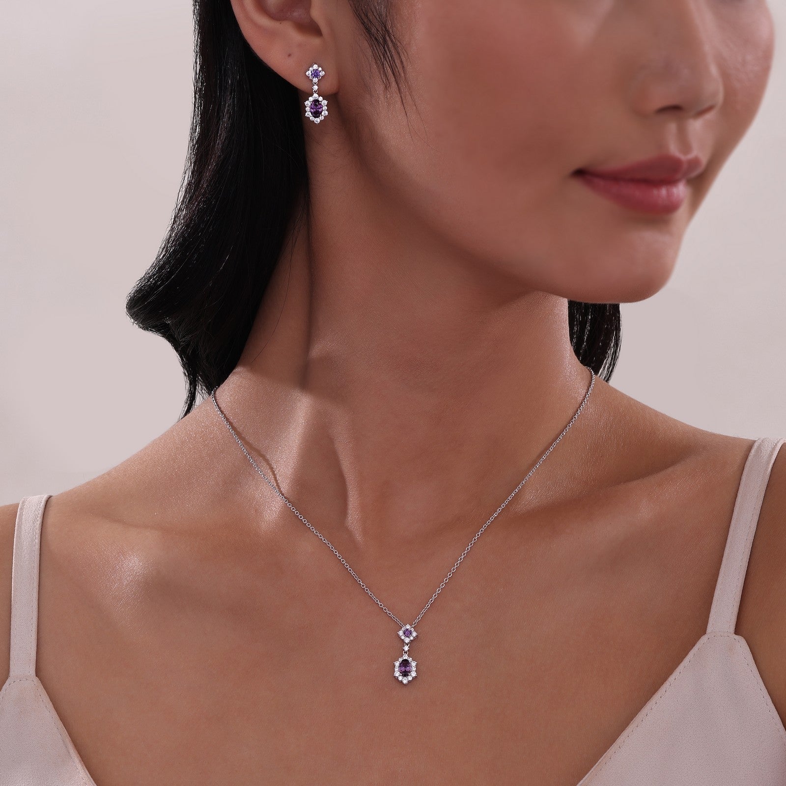 LAFONN 1.02 CTW Oval Halo Necklace N0322BTP20