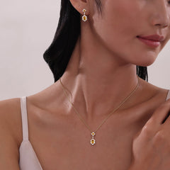 LAFONN 1.02 CTW Oval Halo Necklace N0322BTP20