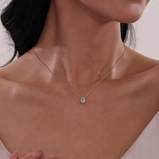 LAFONN 0.61 CTW Pear-shaped Halo Necklace N0325CSP18