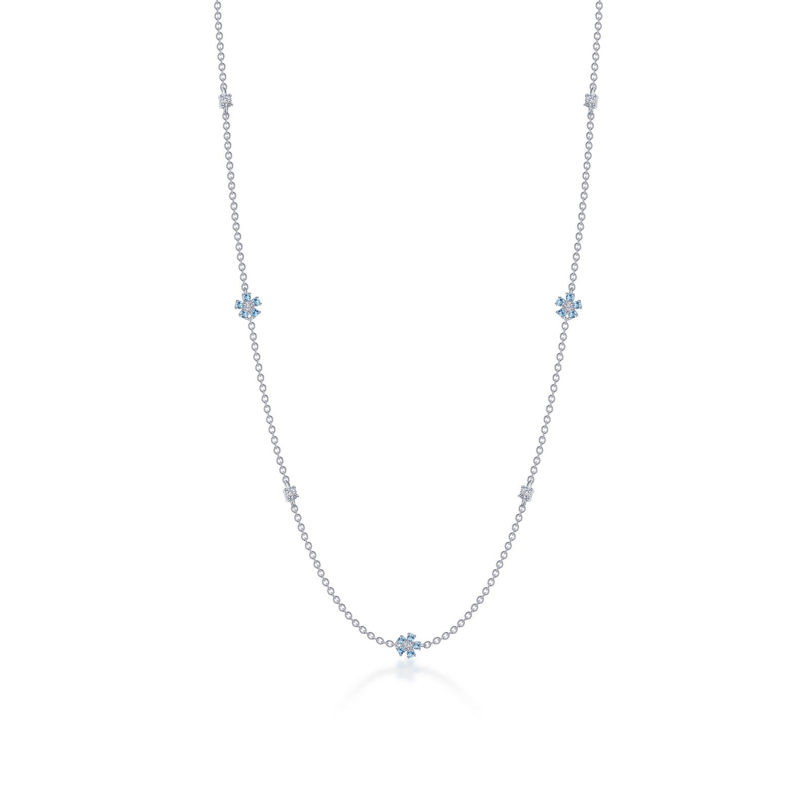 LAFONN 0.81 CTW Mini Flower Station Necklace N0330BTP18