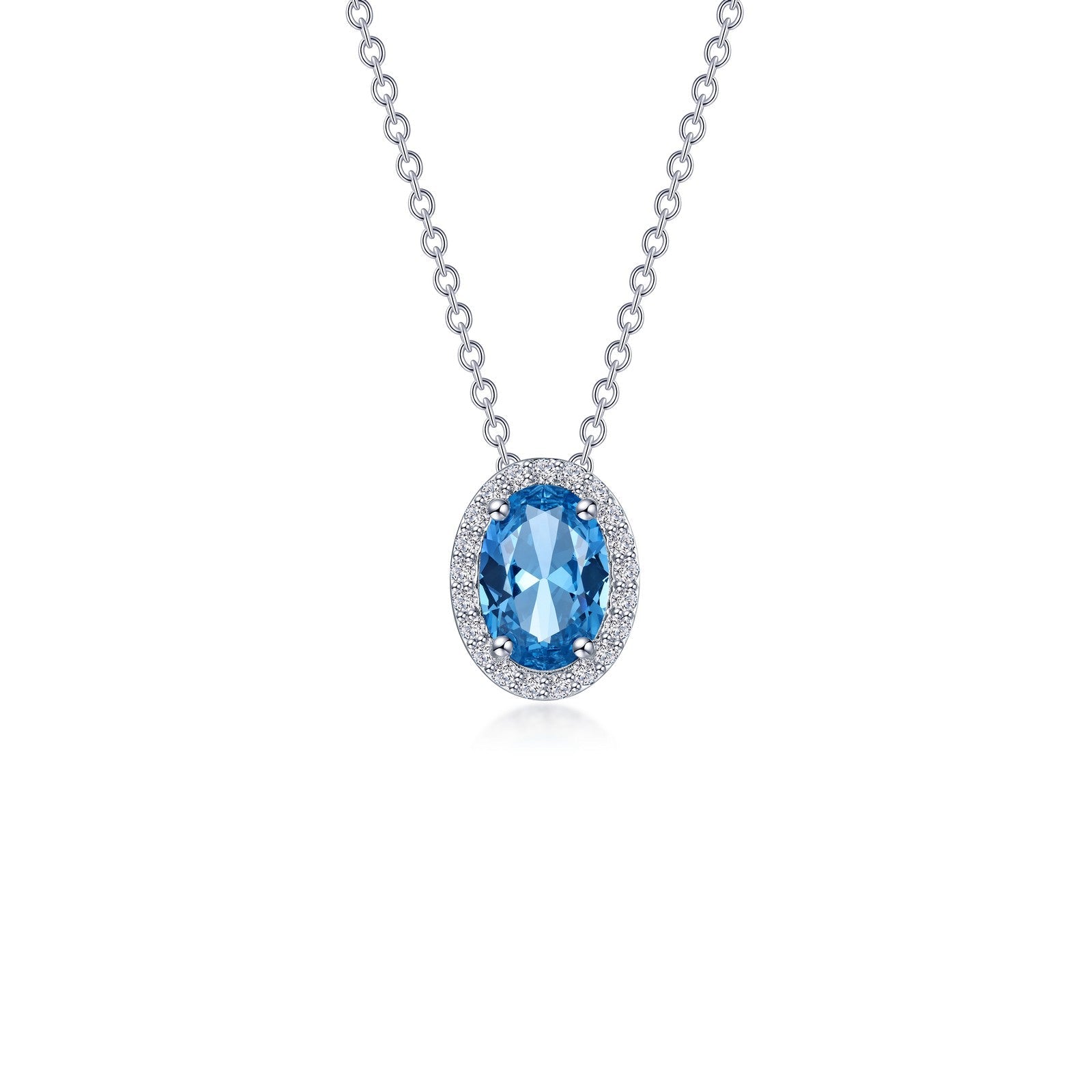 LAFONN 2.56 CTW Oval Halo Necklace N0340AMP20