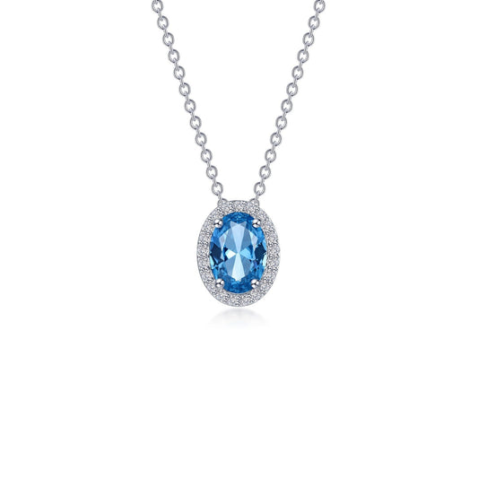 LAFONN 2.56 CTW Oval Halo Necklace N0340BTP20