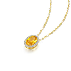 LAFONN 2.56 CTW Oval Halo Necklace N0340AMP20