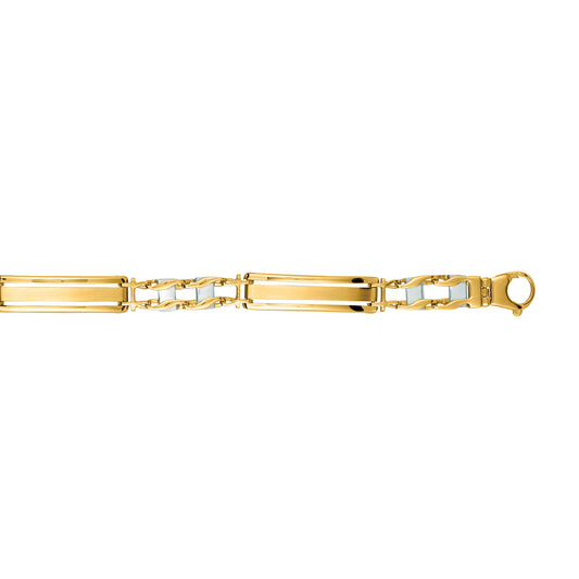 Two-tone Gold Polished Railroad Links Bracelet
