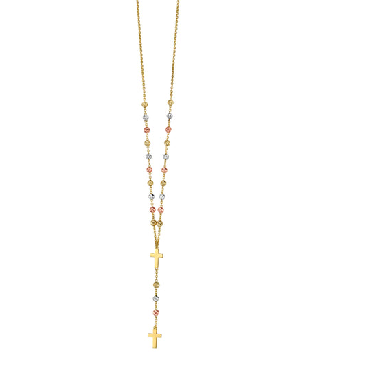 Tri-color Gold Diamond Cut/ Textured Religious Necklace